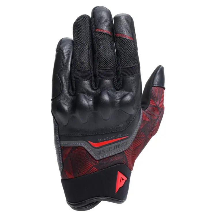 Dainese Summer Motorcycle Gloves - Ermex Black/Lava-Red - Image